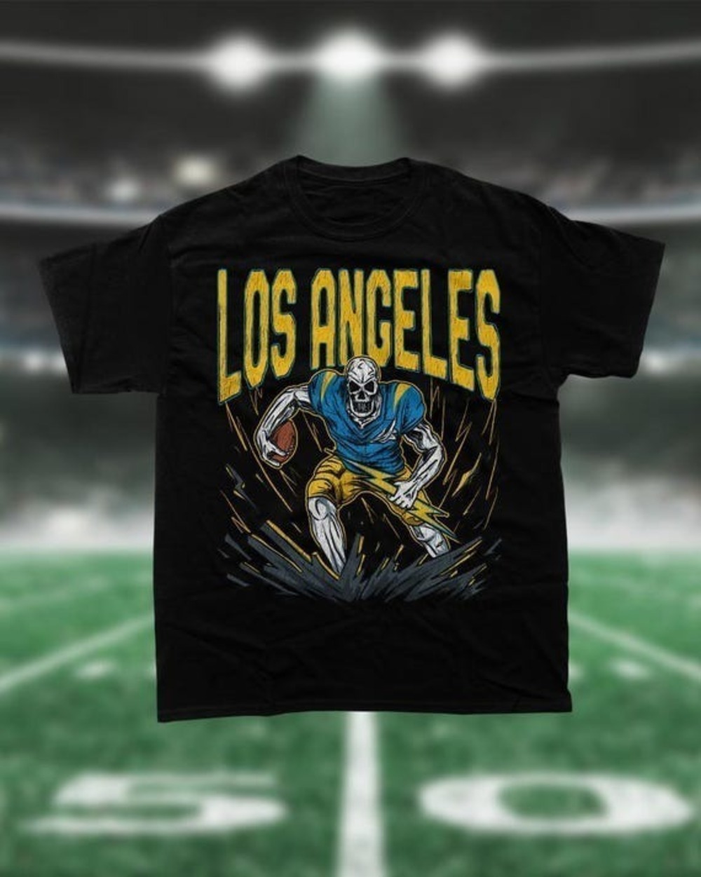 Chargers Football Shirt Graphic Tees Skeleton Shirt